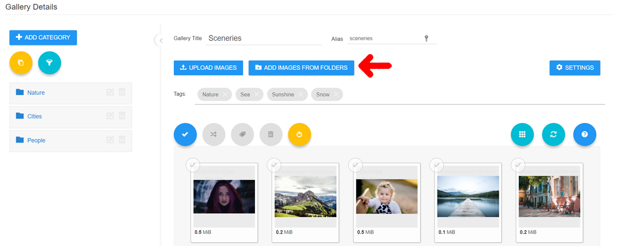 Add Images from Joomla Folder